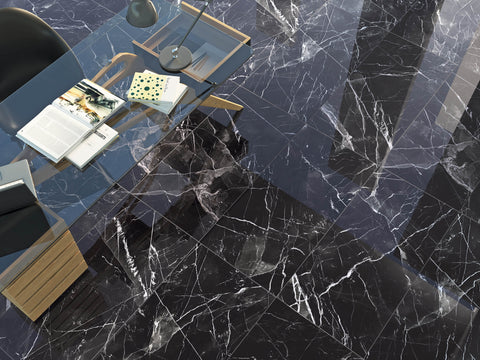 60x120 cm Black Calacatta Kristal Dekor Rektifiyeli Parlak Nano 1.Kalite